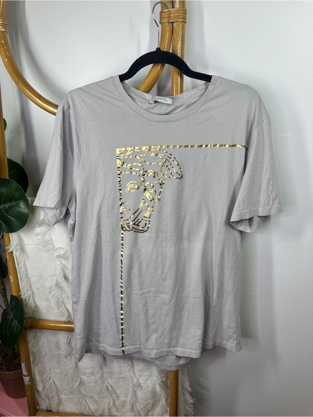 Versace Collection T Shirt Grey w Gold Detail sz XXL